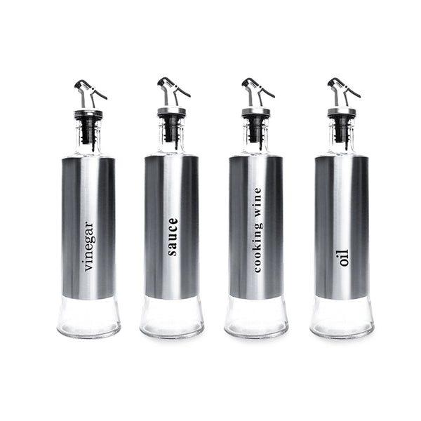 17 Oz Stainless Steel Dispenser Glass Bottle Oil Vinegar