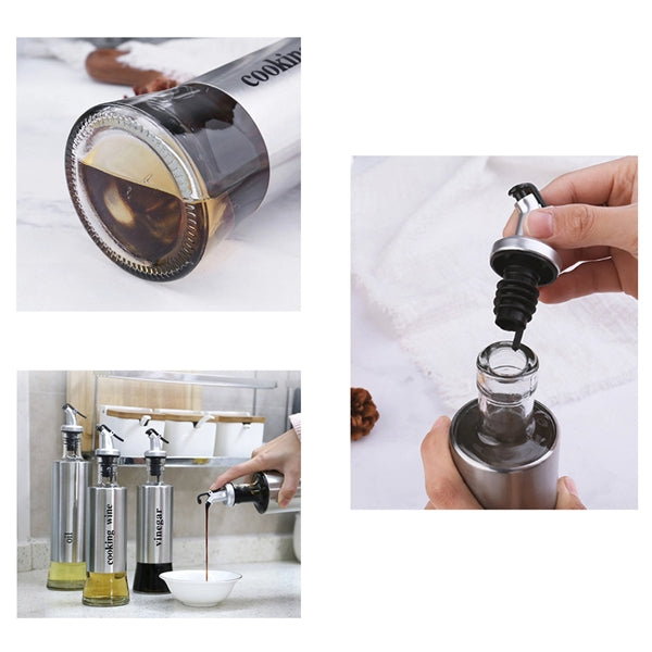 17 Oz Stainless Steel Dispenser Glass Bottle Oil Vinegar