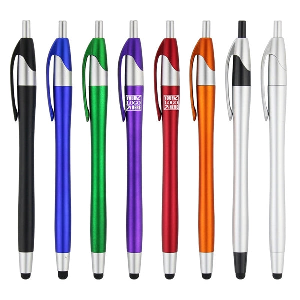 Metallic Ballpoint Pen with Integrated Soft Stylus Tip