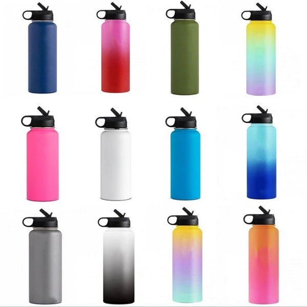 Stainless Steel Water Bottle with Straw Lid Paracord Handle
