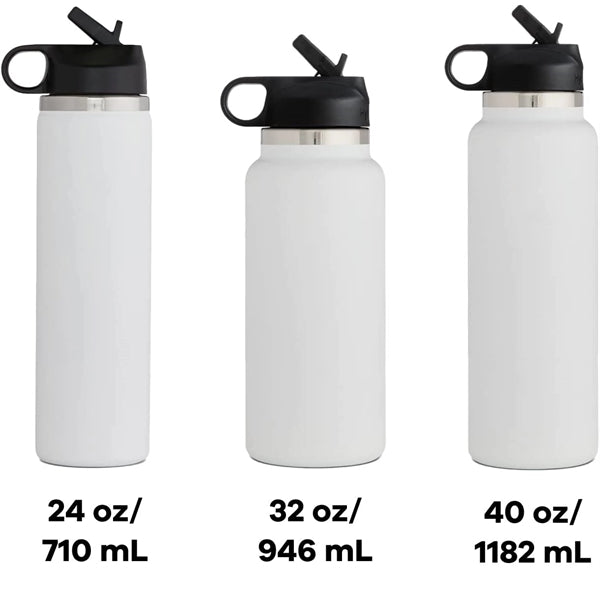 Stainless Steel Water Bottle with Straw Lid Paracord Handle