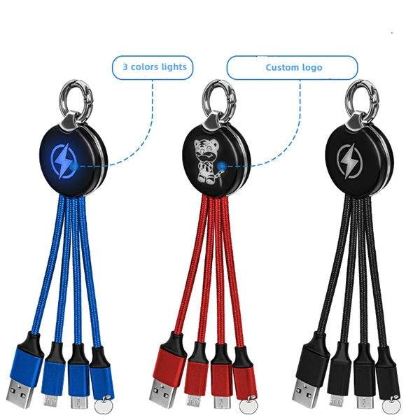 3-In-1 Light UP Charging Cable with Keychain