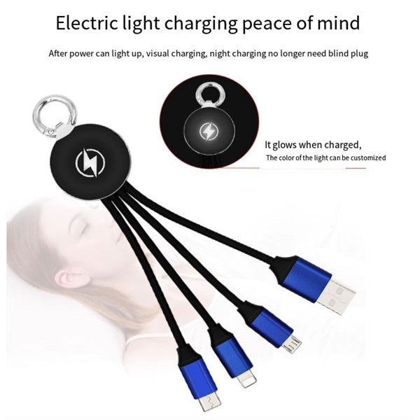 3-In-1 Light UP Charging Cable with Keychain