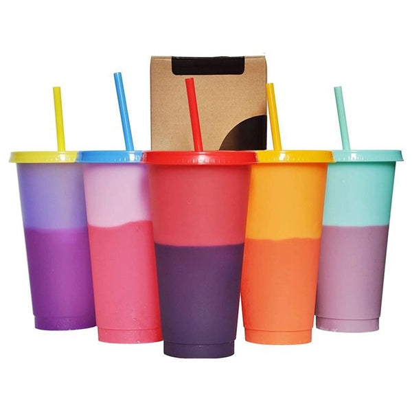 24 oz Color Changing Cups with Straws