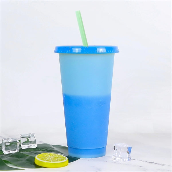 24 oz Color Changing Cups with Straws