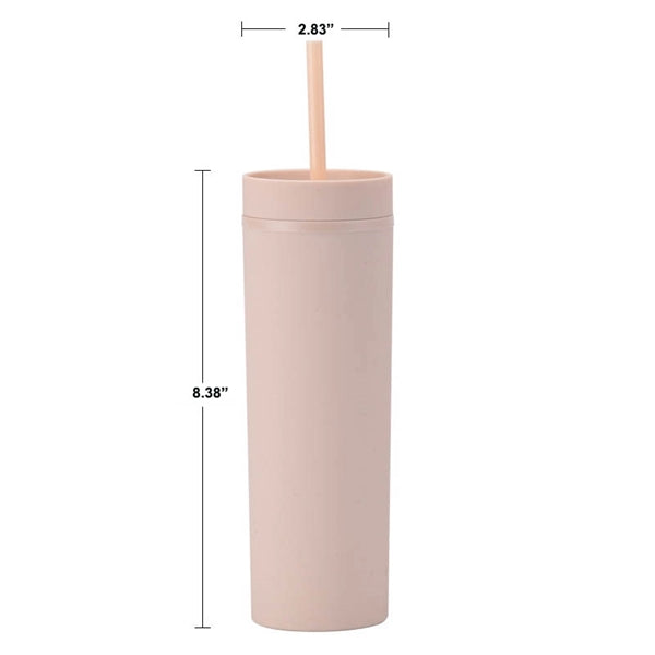 16OZ Skinny Tumbler with Straws and Lid