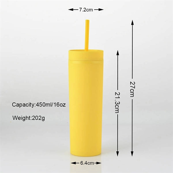 16OZ Skinny Tumbler with Straws and Lid
