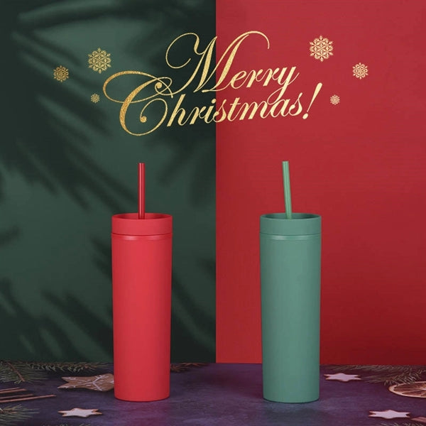 16OZ Skinny Tumbler with Straws and Lid