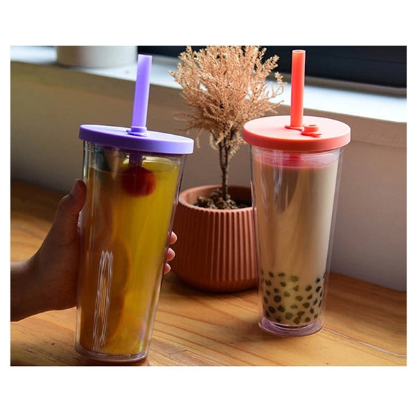 24OZ Clear Tumbler with Straws and Lid /Travel Mug Cup