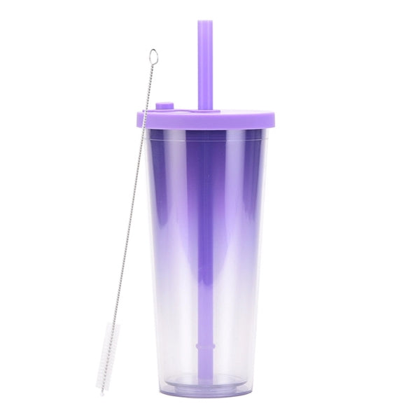 24OZ Gradient Color Tumbler with Straws and Lid