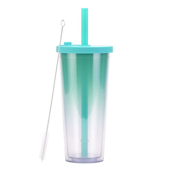 24OZ Gradient Color Tumbler with Straws and Lid