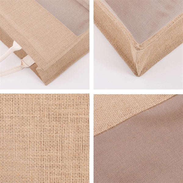 Jute Tote Burlap Bag with Clear Window