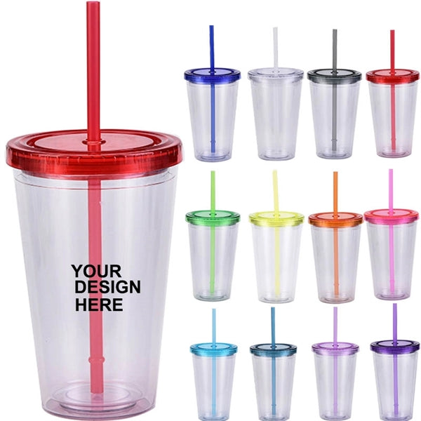 16-oz. Double-Wall Clear Plastic Tumblers