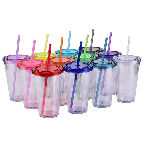 16-oz. Double-Wall Clear Plastic Tumblers