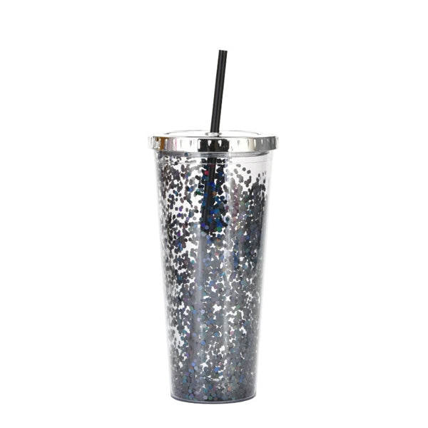 24oz Acrylic Shine Colorful Glitter Tumbler With Straw