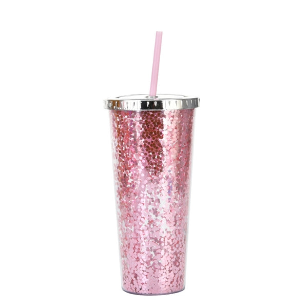 24oz Acrylic Shine Colorful Glitter Tumbler With Straw