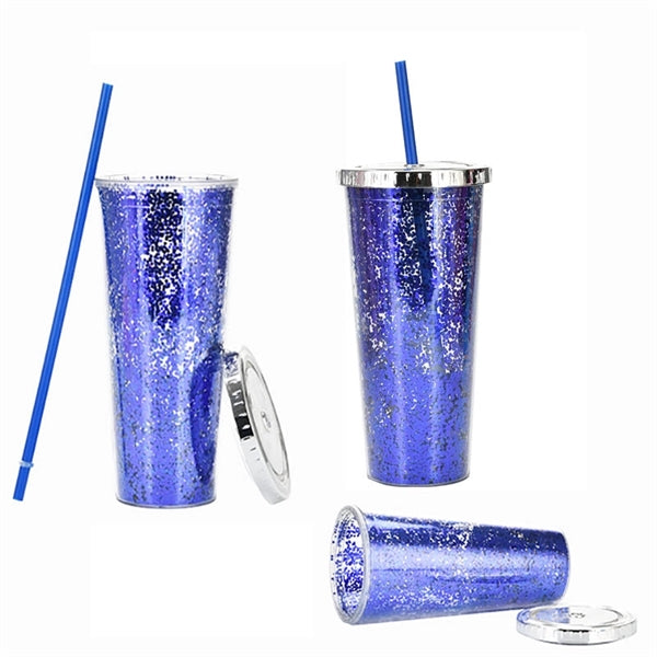 24OZ Glitter Cup With Straw/Rainbow Tumbler With Straw