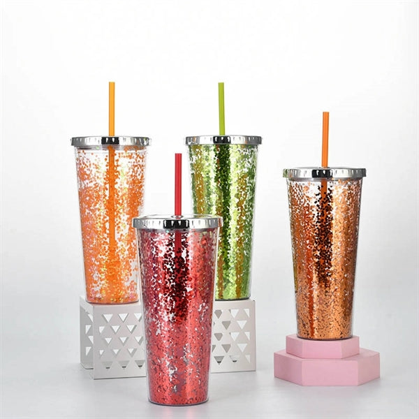 24OZ Glitter Cup With Straw/Rainbow Tumbler With Straw