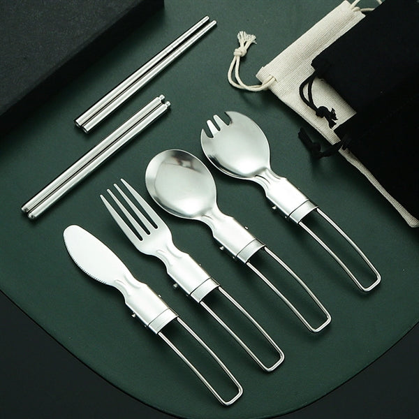 Stainless Steel Folding Cutlery Five-Piece Set