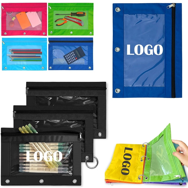 Three Ring Zipper Pencil Pouch