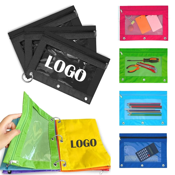 Three Ring Zipper Pencil Pouch