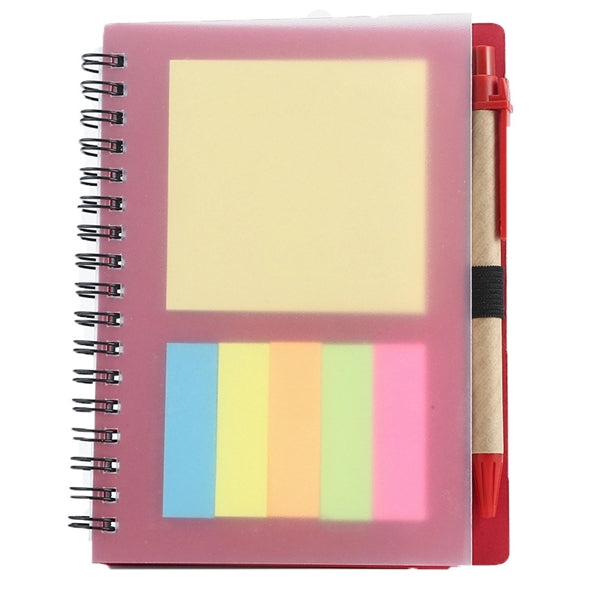 Notebook with Sticky Notes and Pen