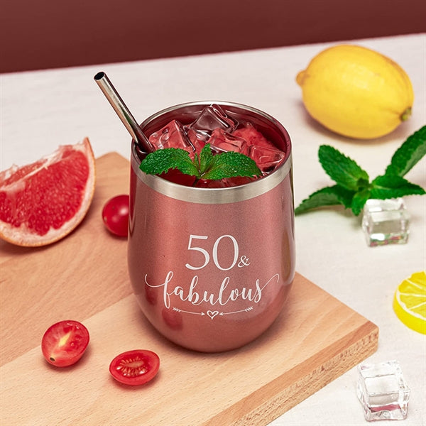 12oz Stainless Steel Double Wall Wine Tumbler With Lid