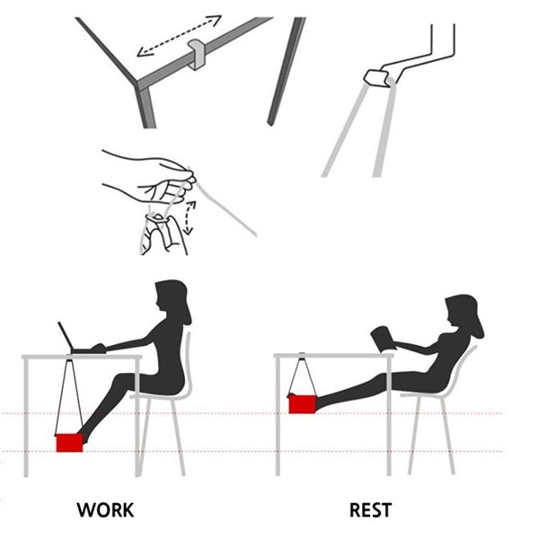 Portable Adjustable Mini Foot Hammock Footrest Footstools