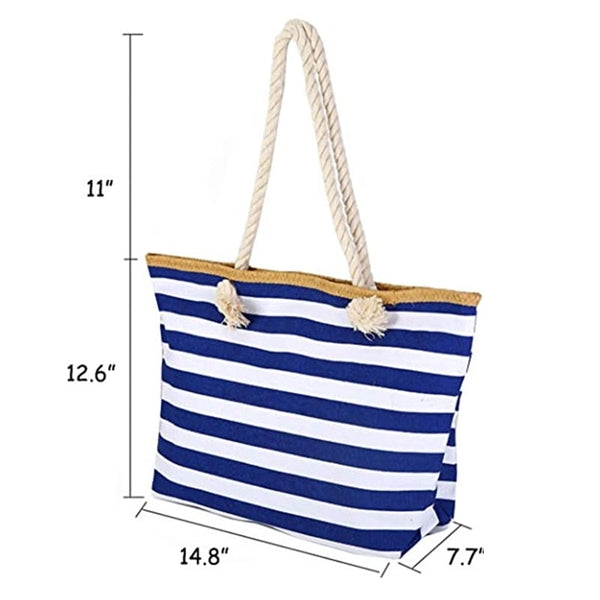 Large Stripe Handbag Canvas Beach Bag