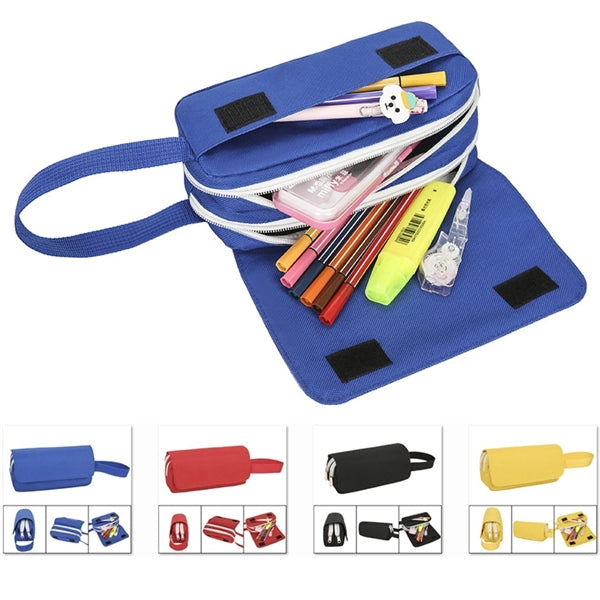 Multifonction Canvas Pencil Pouch Pen Case Stationery Bag