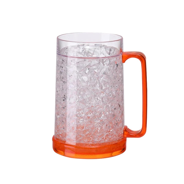 Double wall Plastic Beer gel cooler mug with handle