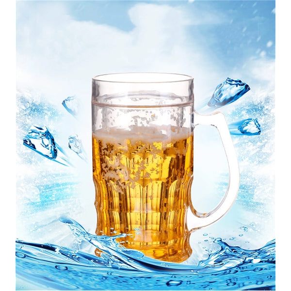 Double wall Plastic Beer fluid cooler mug with handle