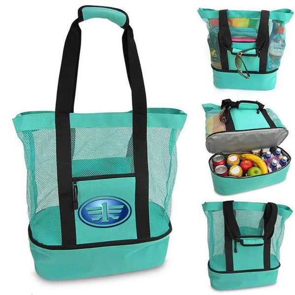 Mesh Beach Tote Bag with Cooler