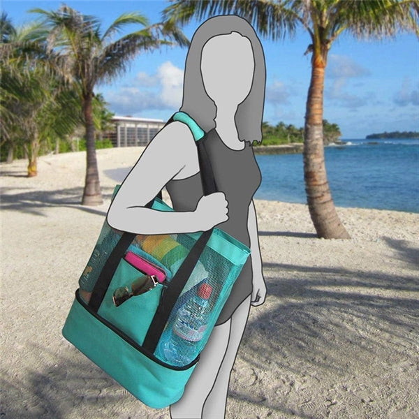 Mesh Beach Tote Bag with Cooler
