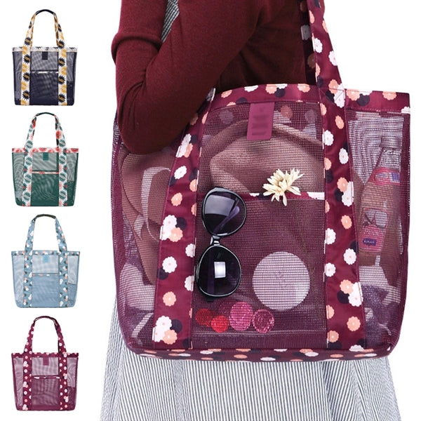 Lightweight Travel Mesh Beach Tote Bag Swim Pool Handbag