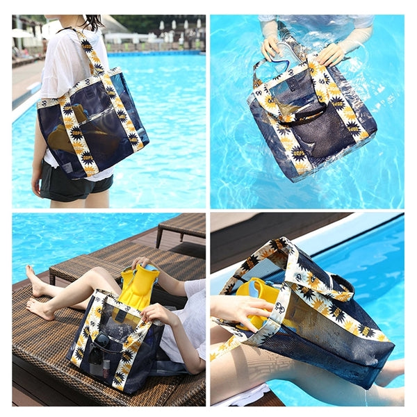 Lightweight Travel Mesh Beach Tote Bag Swim Pool Handbag