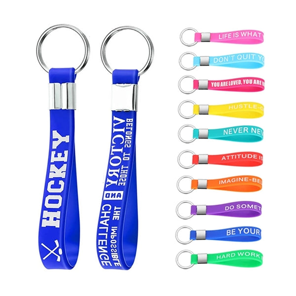 8''x1/2'' Silicone Bracelet Keychain Tag
