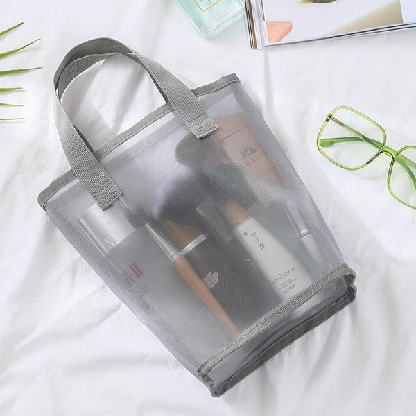 Portable Toiletry Bag Mesh Makeup Pouch Cosmetic Handbag