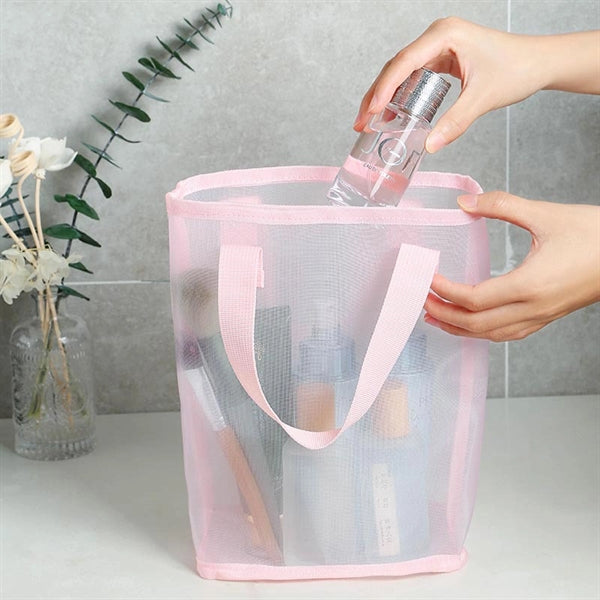 Portable Toiletry Bag Mesh Makeup Pouch Cosmetic Handbag