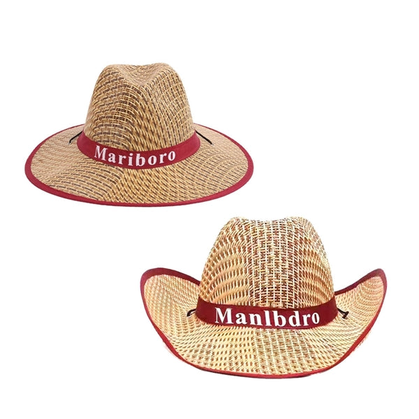 Classic Cowboy Straw Hat with Wide Brim