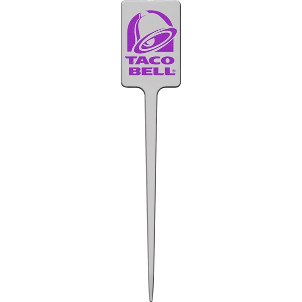 4" Upright Rectangle Plastic Food Pick - White
