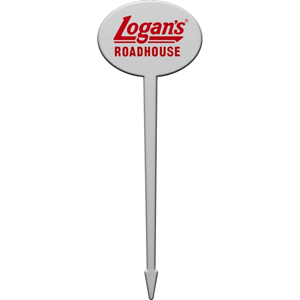 4" Oval Plastic Food Pick - White