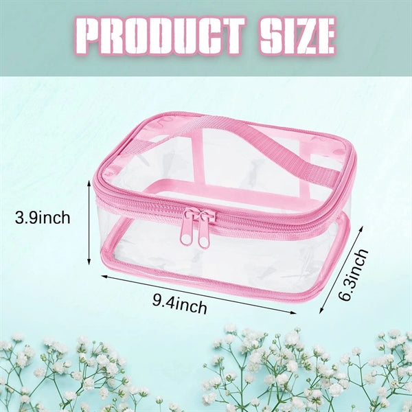 PVC Clear Makeup Bags with Zipper and Handle Waterproof