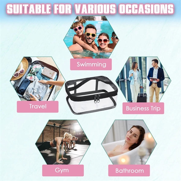 PVC Clear Makeup Bags with Zipper and Handle Waterproof
