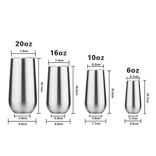 6oz Double Walled Stainless Steel Wine Tumbler