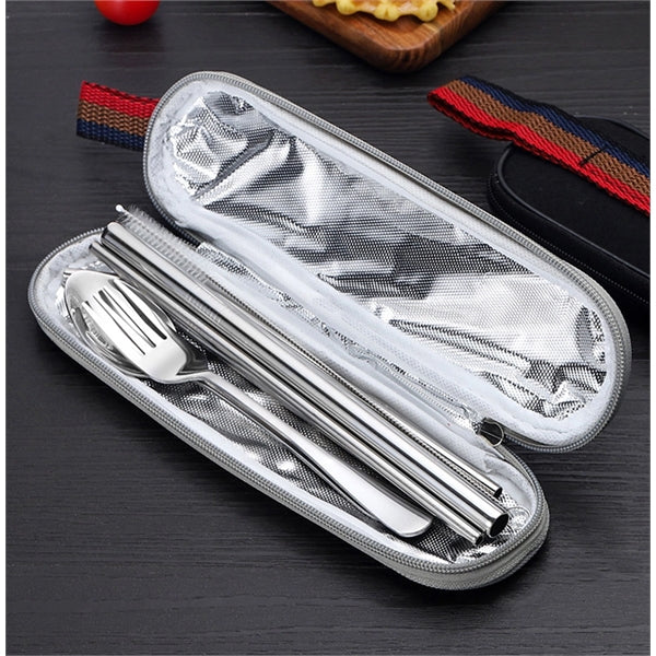 8 Pieces Portable Flatware Set with Case
