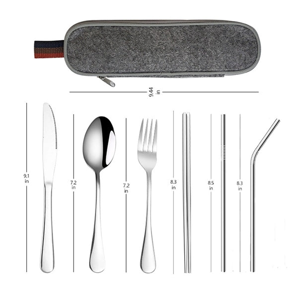 8 Pieces Portable Flatware Set with Case