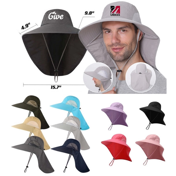 Wide Brim Sun Protection Cow boy Hat with Neck Flap