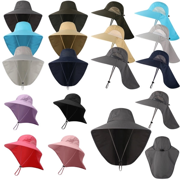 Wide Brim Sun Protection Cow boy Hat with Neck Flap