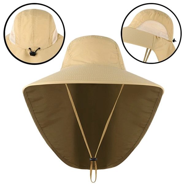 Wide Brim Sun Protection Cow boy Hat with Neck Flap